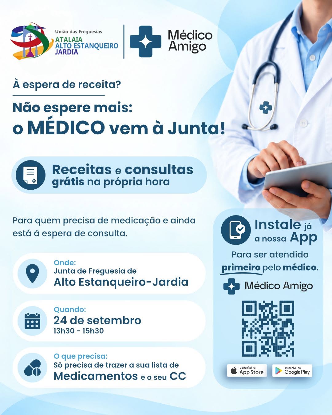 O médico vem à Junta